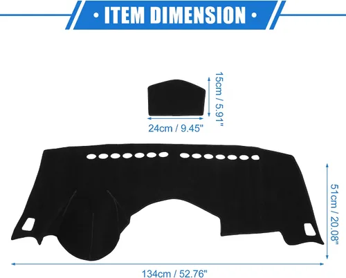 Miniatura 6 de Cubierta de tablero de instrumentos compatible con Chevy Trax 2014-2016, poliéster duradero negro cubierta delantera