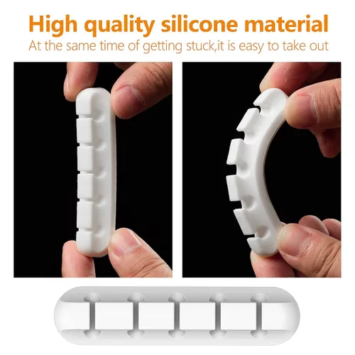 Miniatura 5 de Paquete de 5 organizadores de cables blancos y paquete de 5 organizadores de cables rosados, solución para organizar tus cables, cables, cables