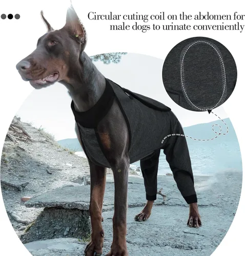 Miniatura 5 de ROZKITCH Manga de pierna para cirugía para perros, piernas traseras, macho y hembra para evitar lamer heridas, codo, rodillera, traje