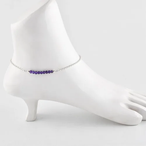 Miniatura 33 de YANARA Pulsera de tobillo para mujer, piedra de nacimiento natural, cuentas de piedras preciosas, tobillera delicada hecha a mano de 9 pulgadas +