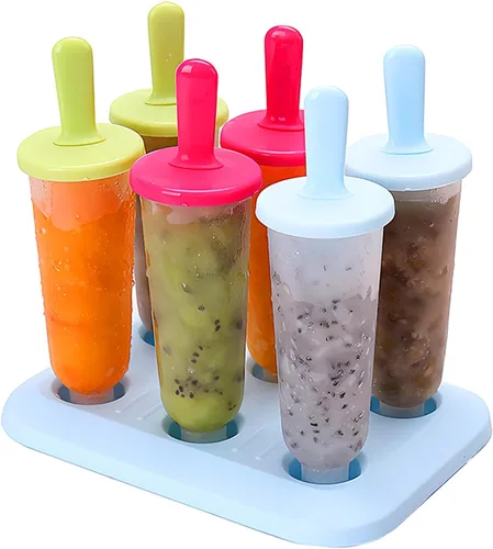 Miniatura 7 de 6 moldes para paletas de hielo, moldes de paletas con palos, para paletas de helado de bricolaje (verde, largo)