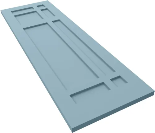 Miniatura 6 de Persianas de montaje fijo estilo misión San Juan Capistrano de PVC True Fit de 12"W x 25"H, azul pacífico (por par - herrajes no incluidos)