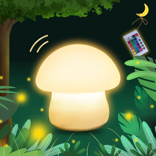 Lámpara de Hongo, Luz Nocturna Recargable, Luz Nocturna LED Multicolor, Lámpara de Noche Regulable para Lactancia Materna, Lámpara de Silicona Suave
