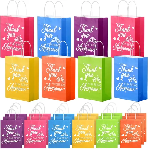 Qeeenar 24 bolsas de regalo de agradecimiento a granel con asa para CNA Week bolsas de papel de agradecimiento a empleados medianos de 6 x 8 x 3