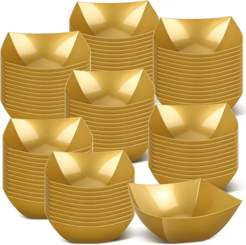 Miniatura 8 de Sliner 100 Piezas Cuencos de Plástico Cuadrados 8 oz Cuencos de Servir de Plástico Desechables Contenedores de Chips para Fiestas, Contenedores