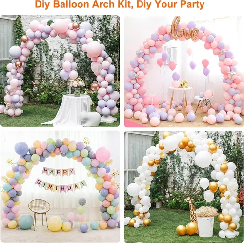 Miniatura 7 de Kit de soporte para arco de globos con base, kit de soporte ajustable para arco de globo con 45 clips de globo, bomba de globos, arco de globos de 9