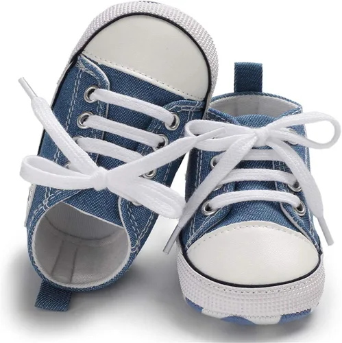Miniatura 5 de Meckior - Zapatos deportivos de lona para bebé, con suela suave y caña alta, para sus primeros pasos y estar en la cuna