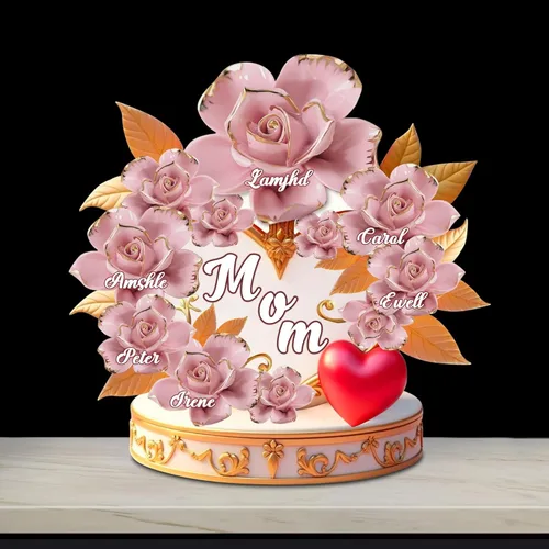 Miniatura 19 de Cada rosa contiene una pieza de tu lámpara de corazón, placa de rosa personalizada con nombre de 1 a 10 niños, luz LED personalizada para mamá, flor