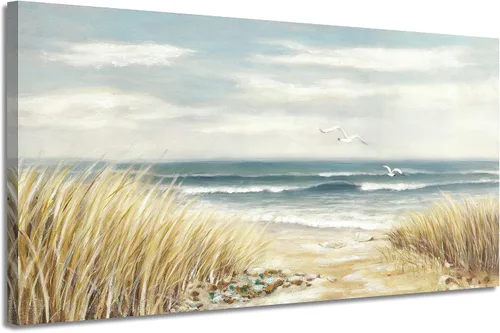 Miniatura 9 de Lienzo decorativo para pared, camino de playa: camino de arena con pintura de valla a la costa, impresiones artísticas para baño