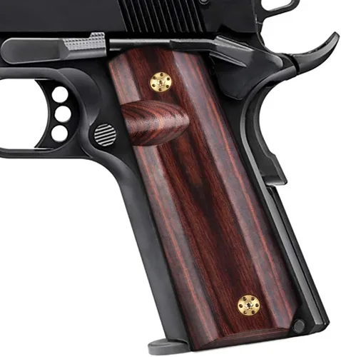 Cool Hand 1911 Empuñaduras de tamaño completo, Gobierno/Comandante, madera altamente pulida, tornillos de empuñadura dorados incluidos, liberación