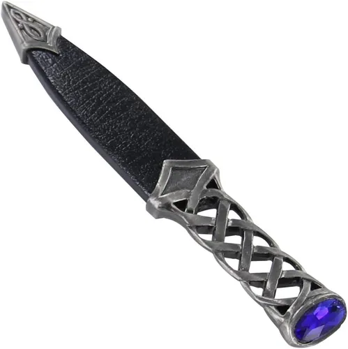 Miniatura 2 de Armory Replicas Cuchillo de daga de acero trenzado celta escocés tradicional medieval de piedra Sgain Dubh Gema azul - Punta de aguja