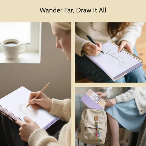 Miniatura 6 de Yoment Cuaderno de bocetos de 5.5 x 8.5 pulgadas, pequeño cuaderno de bocetos para dibujar, 100 hojas (68 libras/100 gsm) bloc de bocetos en espiral
