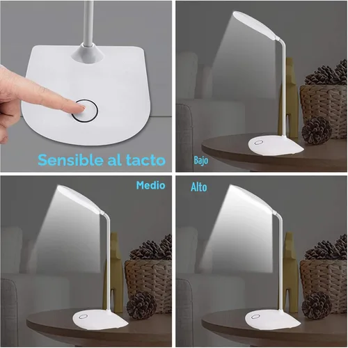 Miniatura 2 de Deeplite - Lámpara de escritorio LED con cuello de ganso flexible de 3 niveles de brillo, lámpara de mesa operada por batería de 5 W, control