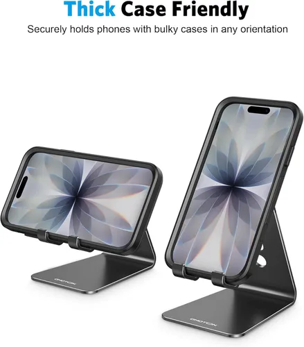 Miniatura 8 de OMOTON Soporte ajustable para teléfono celular, base soporte para teléfono de escritorio de aluminio C2, compatible con iPhone 15, 14, 13, XS, XR, 8