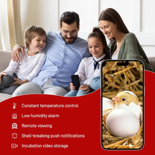 Miniatura 7 de Incubadora automática de huevos para 12 huevos de gallina con control de aplicación de cámara, monitor de temperatura y humedad, girador automático