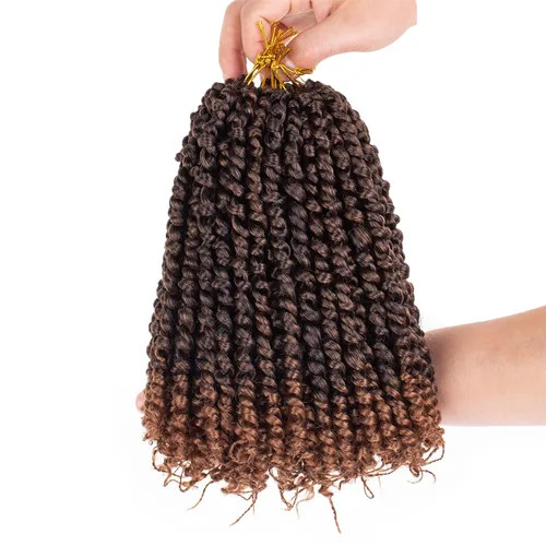 Miniatura 20 de Leeven Cabello de Ganchillo para Mujeres 16 Pulgadas Cabello de Passion Twist Pre-Retorcido 8 Paquetes Ombre Marrón Pre-Enrollado Bomb Crochet #T30