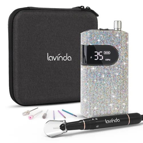 Lavinda Diamond - Taladro de uñas profesional recargable, 35000 RPM, lima de uñas eléctrica inalámbrica y portátil, con motor sin núcleo para uñas