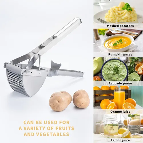 Miniatura 4 de Choxila triturador de patatas, [buen agarre] Ricer de patatas de acero inoxidable profesional Masher herramienta de cocina prensa de frutas