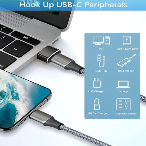 Miniatura 6 de Adaptador USB A a USB C OTG, paquete de 4 unidades, 2 unidades de tipo C a A y 2 adaptadores USB A a C, compatible con MacBook Pro Air, Samsung
