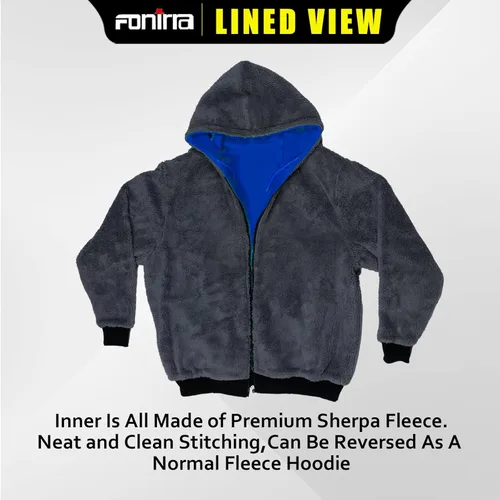 Miniatura 3 de FONIRRA - Sudadera con capucha de alta visibilidad para hombres, con forro polar, seguridad ANSI clase 3, chaqueta de trabajo con parte inferior Azul