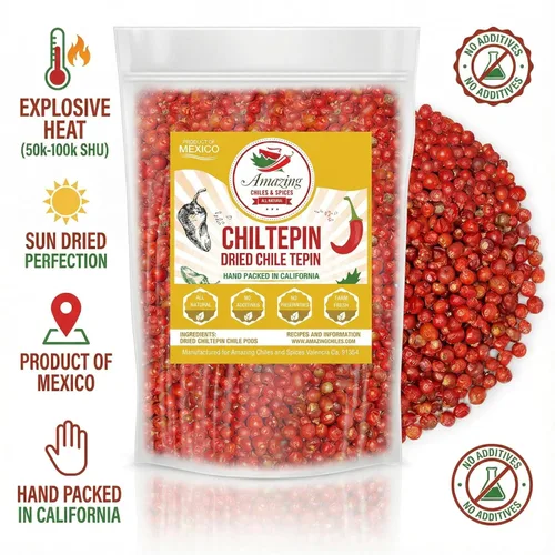 Miniatura 7 de Pimientos Chiltepin secos (Chile Tepin) – Bolsa de 4 onzas – Ideal para usar con mariscos, salsas, guisos, salsa, carnes. Muy caliente con un sabor