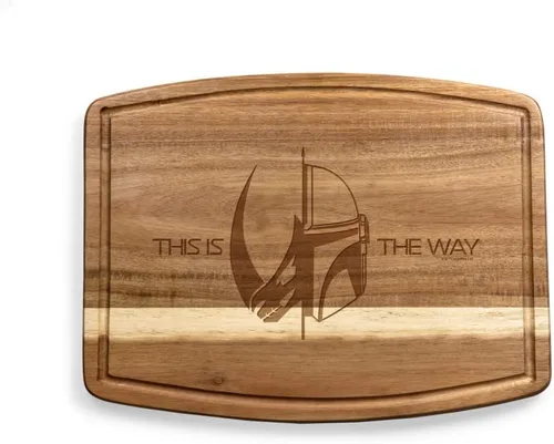 Miniatura 8 de PICNIC TIME Star Wars Boba Fett Ovale Tabla de cortar de acacia Tabla de servir Charcutería Tabla de queso con ranura de jugo, regalo de decoración
