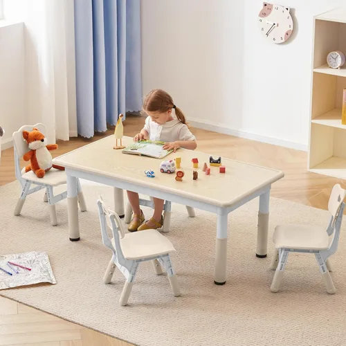 Miniatura 10 de GITAWUSA Juego de mesa y sillas de estudio para niños, juego de mesa y sillas para niños de 3 a 8 años, escritorio de graffiti (madera)
