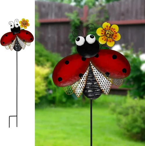 Miniatura 10 de Estacas de metal para jardín, letrero decorativo para patio, decoración de camino, decoración de interiores y exteriores (mariposa azul)