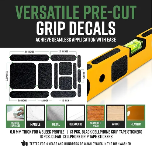 Miniatura 5 de Dragon Grips 13 piezas de cinta de agarre de goma rectangular, pegatinas de agarre gomosas para estuche de teléfono, mouse, pistola, herramientas