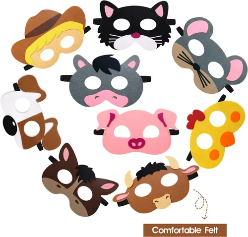 Miniatura 4 de CiyvoLyeen Party Animals Felt Masks Jungle Farm Forest Animals Theme Birthday Party Favors Party Supplies for Boys or Girls
