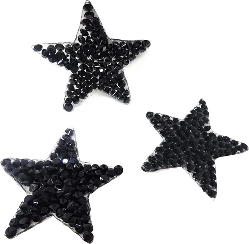 Miniatura 5 de Honbay Parches de diamantes de imitación en forma de estrella, adhesivos termofusibles, apliques de reparación de ropa, parches de decoración