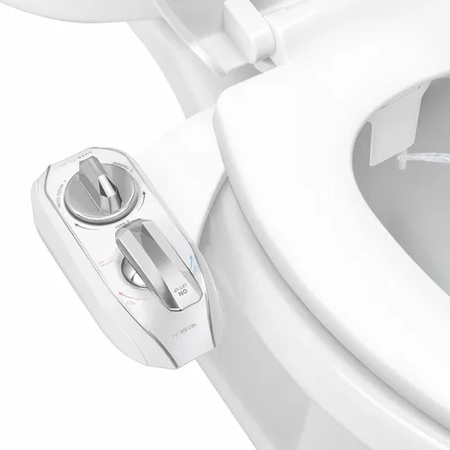 LUXE Bidet NEO 320 Plus - Agua caliente, boquilla dual, accesorio de bidé no eléctrico para asiento de inodoro, instalación patentada de Cromo