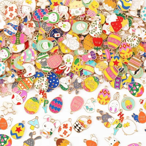 Miniatura 14 de SANNIX 350 piezas al por mayor de lote de joyería para hacer abalorios surtidos colgantes para bricolaje, collar, pulsera, pendientes, suministros
