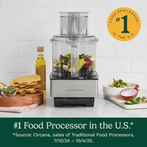 Miniatura 4 de Procesador de alimentos Cuisinart, picador de verduras de 14 tazas para picar, cortar en cubos, rallar, puré y amasar masa, motor de 720 vatios