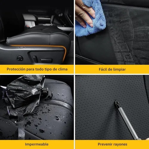 Miniatura 9 de Super Cover - Fundas de asiento delantero para Toyota Tundra 2014-2021 (solo asientos de cubo), protectores de asiento delantero de cuero