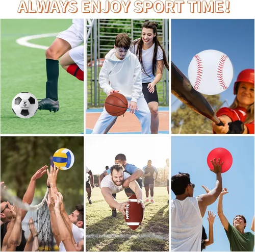 Miniatura 5 de Libima Juego de 6 Pelotas Multideporte de Tamaño Oficial Fútbol Baloncesto Fútbol Soccer Voleibol Pelota de Patio Béisbol con Bolsa de Equipo