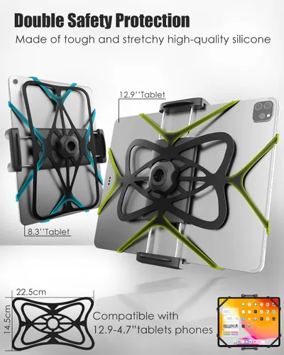 Miniatura 4 de Soporte para tableta de teléfono de motocicleta para manillar de 3/4"-11/4", soporte de tableta de bicicleta de doble protección para dispositivos