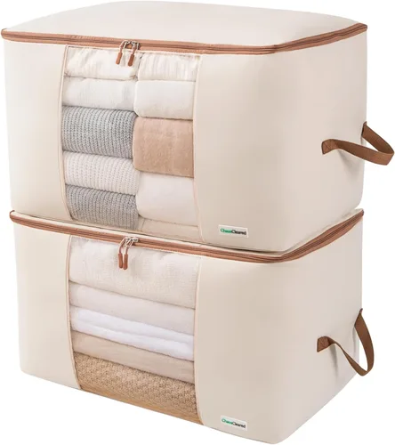 Miniatura 10 de Chaos Cleared Bolsas de almacenamiento de lona para ropa, 2 unidades, organizadores de ropa para suéteres, ropa, ropa, ropa de cama, edredón, ropa