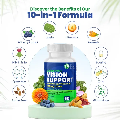 Miniatura 4 de AREDS 2 Vitaminas oculares con luteína y zeaxantina para la salud macular, suplemento de salud de visión de arándano, 20 mg de luteína, zinc