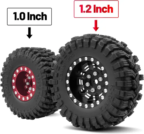 Miniatura 3 de OGRC 1.0 Plus (3.05 cm) Juego de Llantas y Neumáticos Beadlock 7mm de Desplazamiento Negativo, Llantas SS Super Suave y Adhesiva para TRX4M SCX24