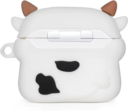 Miniatura 4 de Funda para AirPods 4, lindo Boba Tea Cow AirPods de 4ª generación (2024), divertido animal de dibujos animados 3D, protección resistente, cubierta
