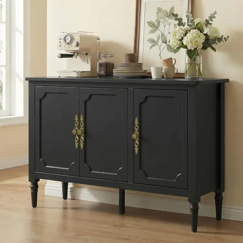 Miniatura 12 de RoyalCraft - Gabinete de almacenamiento con 2 puertas y 3 cajones, aparador de mediados de siglo con estantes ajustables, gabinete de buffet