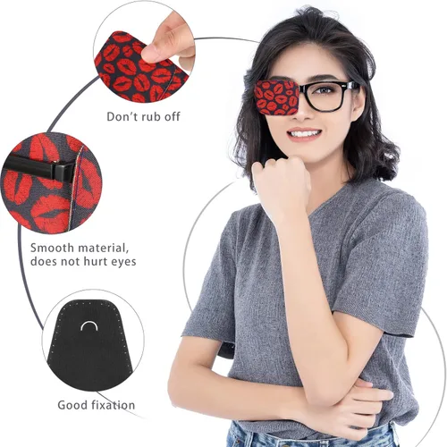 Miniatura 2 de Sosation 10 parches oculares para adultos ojo derecho izquierdo, parche ocular para gafas, estilos mixtos