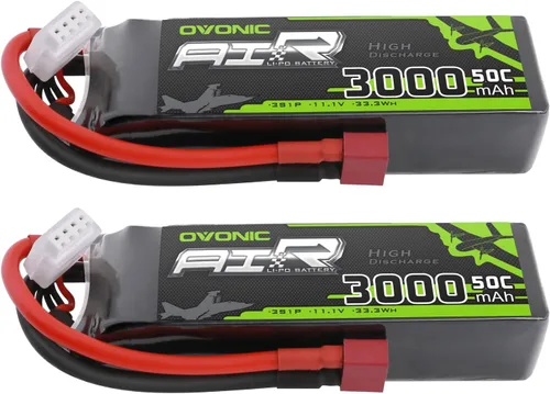 OVONIC 3S Lipo Battery 50C 3000mAh 11.1V Lipo Batería con conector T estilo Dean para avión RC, helicóptero, cuadricóptero, coche, camión, barco (2