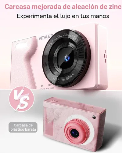 Miniatura 5 de Cámara digital con lente trasera delantera, cámara de enfoque automático de 64 MP 4K para fotografía con tarjeta de 32 GB, cámara compacta portátil