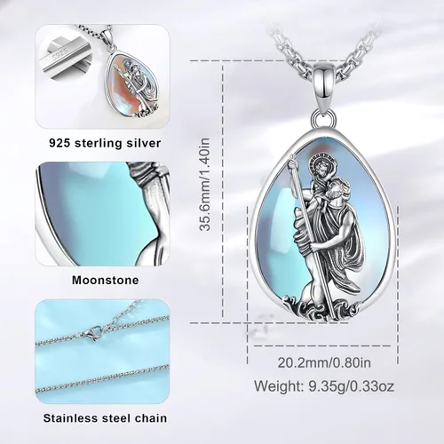 Miniatura 21 de Vito Collar de plata de ley 925 para mujeres y hombres, San Benito, crucifijo, Caravaca, San Cristóbal, San Judas, medalla patronal, amuleto