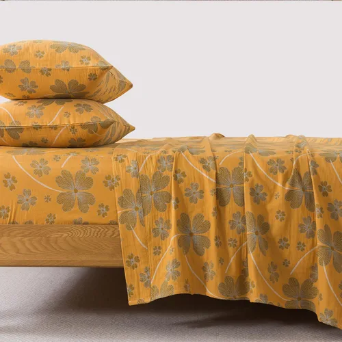 Miniatura 82 de FADFAY Juego de sábanas tamaño King, 100% algodón, elegante ropa de cama de granja con hojas verdes menta y flores blancas, sábana suave