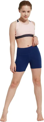 BALEAF Pantalones cortos de voleibol de 4 pulgadas para niñas, jóvenes, danza, elastano, correr, para niños, atléticos, yoga, motociclista, con
