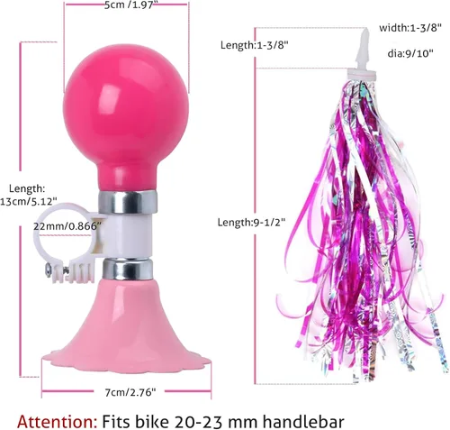 Miniatura 5 de U-LIAN Serpentinas y campanas de bicicleta para niñas, 1 paquete de campanas de bicicleta de flores con 2 paquetes de serpentinas para manillar