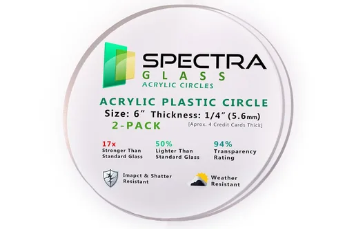 Miniatura 42 de Spectra Glass Círculo redondo acrílico transparente transparente de 22 pulgadas de diámetro y 1/4 pulgadas de grosor con máscara de película
